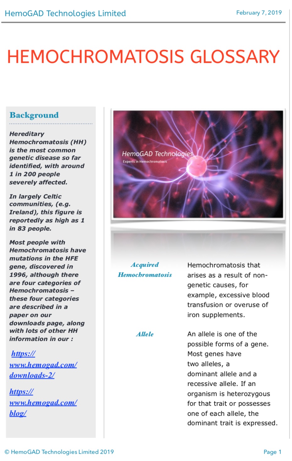 Hemochromatosis Glossary